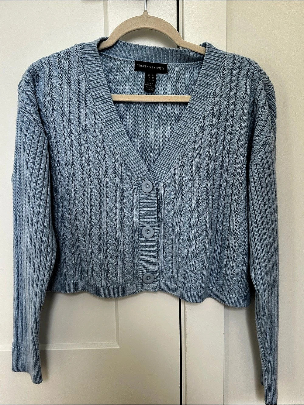 Streetwear Society Cable Knit Cardigan in Blue 1 Size Medium